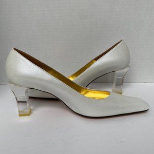 COPY - Timothy Hitsman Women's Size 9.5 M White Metallic Clear Heeled Shoes